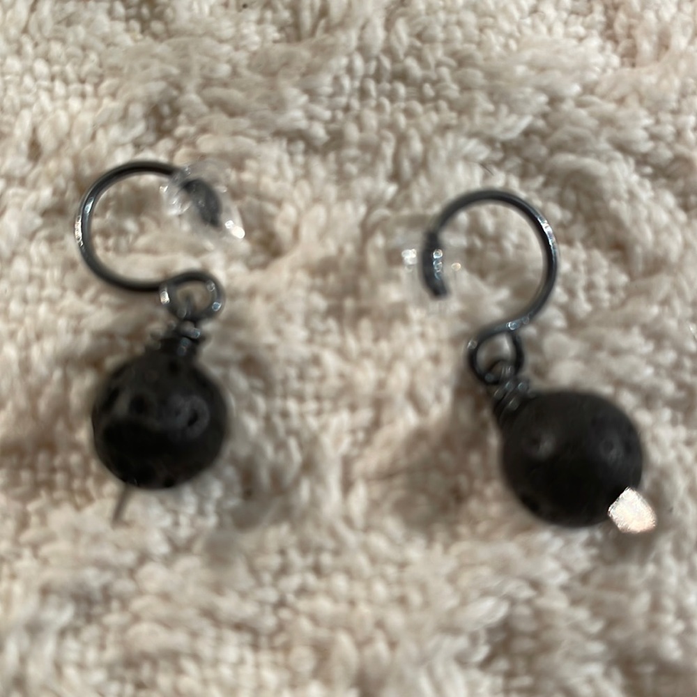 OXIDIZED 925 Sterling Silver Oil Diffuser Genuine Lava Round Stone